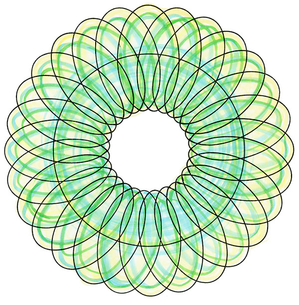 「回転球体素粒子振動波」図形