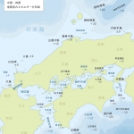 中国、四国、九州、西南諸島、琉球諸島の地殻歪みエネルギー分布図